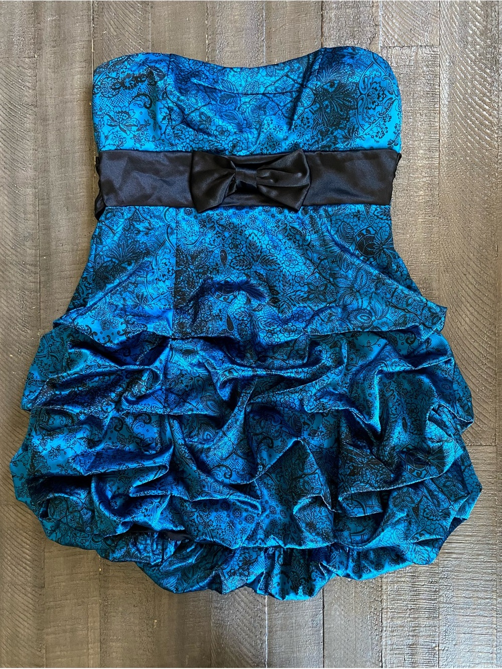 Vintage Y2K Ruby Rox Whimsigoth Emo Blue & Black Paisley Bubble Dress Size 13